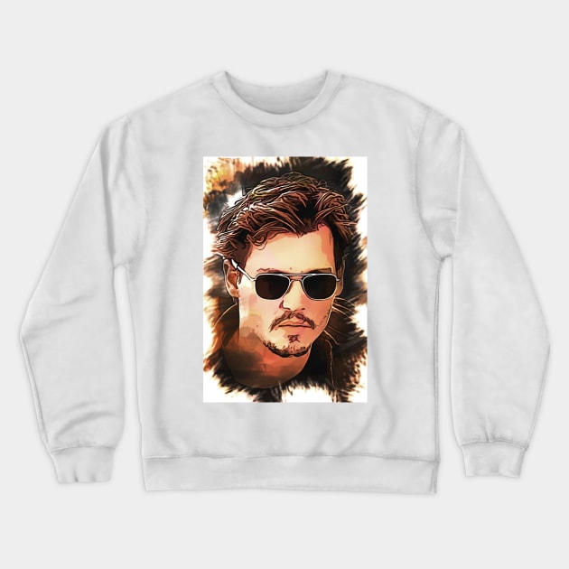 Johnny Depp - Portrait Crewneck Sweatshirt by Naumovski